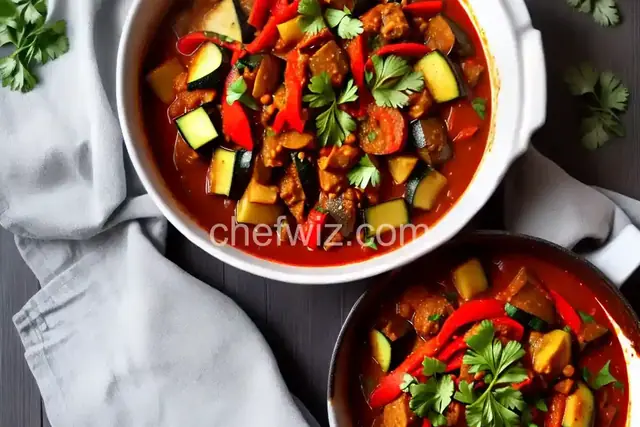 Eggplant, Zucchini, and Sweet Red Pepper Stew