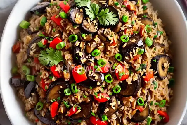 Eggplant and Mushroom Fried Rice