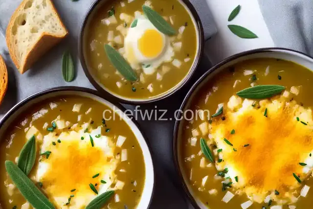 English Onion Soup with Sage and Cheddar