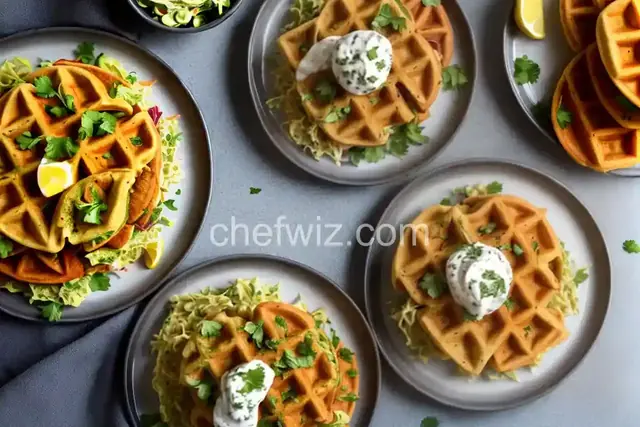 Falafel Waffles with Creamy Lemon Yogurt Slaw