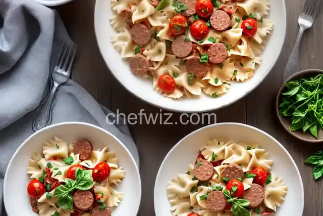 Farfalle with Sausage, Tomatoes, and Cream