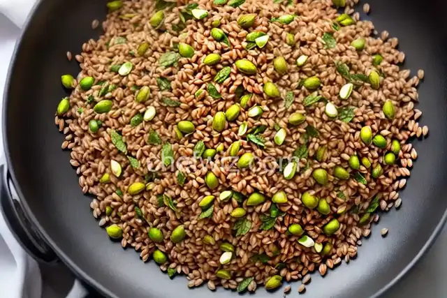 Farro with Pistachios, Mixed Herbs, and Golden Raisins