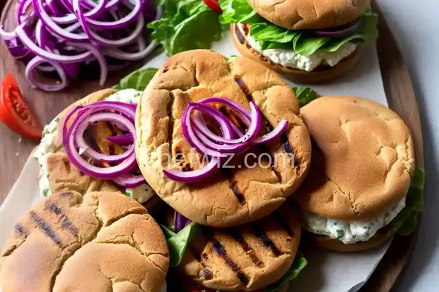 Feta Burgers with Grilled Red Onions