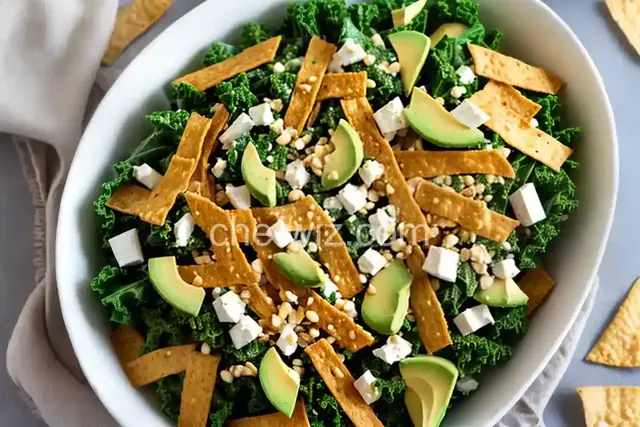 Feta Fiesta Kale Salad with Avocado and Crispy Tortilla Strips