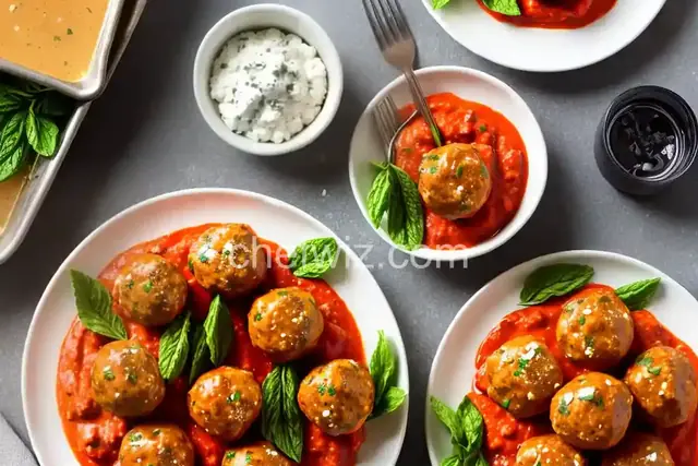 Feta-Stuffed Cocktail Buffalo Chicken Meatballs