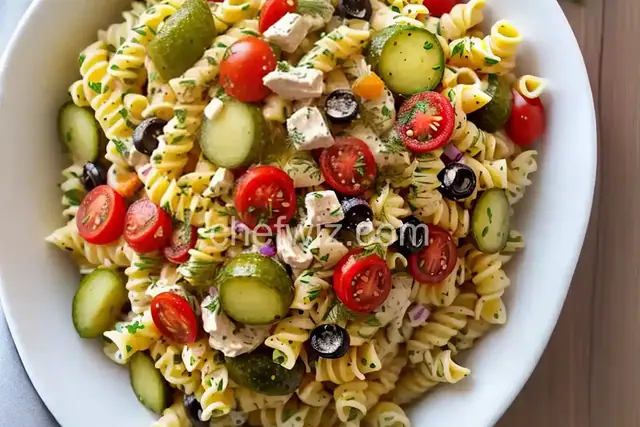 Fiesta Pasta Salad with Dill Pickles