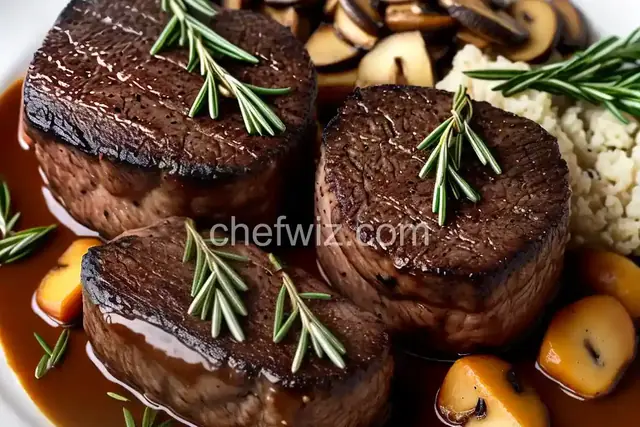 Filet Mignon with Rosemary and Mushroom Gravy