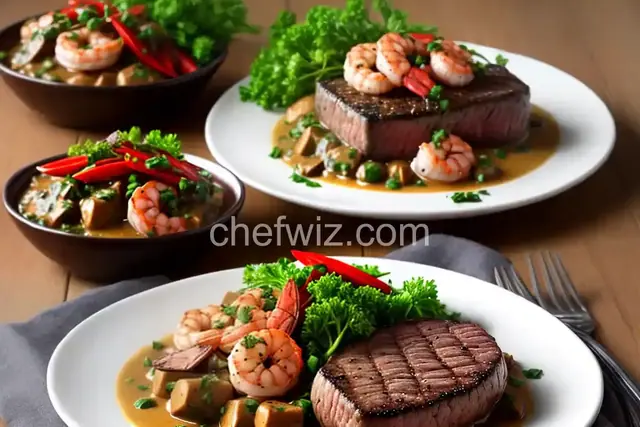 Filet Steak with Shrimp Peppercorn Sauce