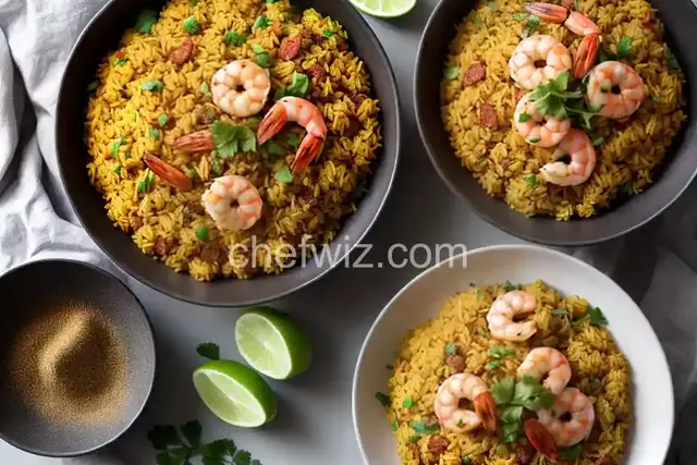 Filipino Yellow Rice with Shrimp and Chorizo
