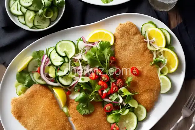 Fish Milanese with Cucumber Ceviche