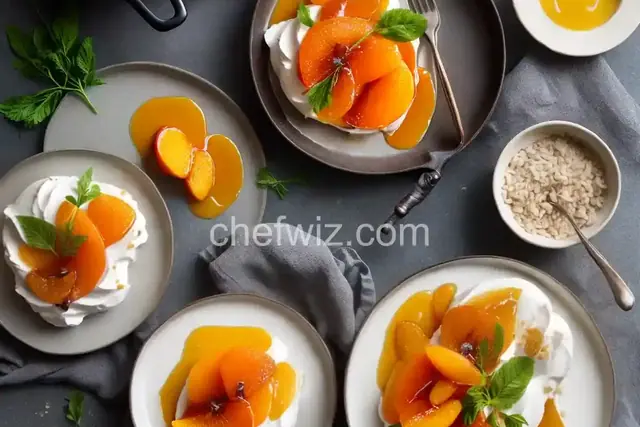 Flambeed Vanilla-Poached Pears with Apricot Sauce