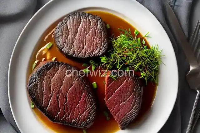 Flaming Filet Mignon with Chive Butter