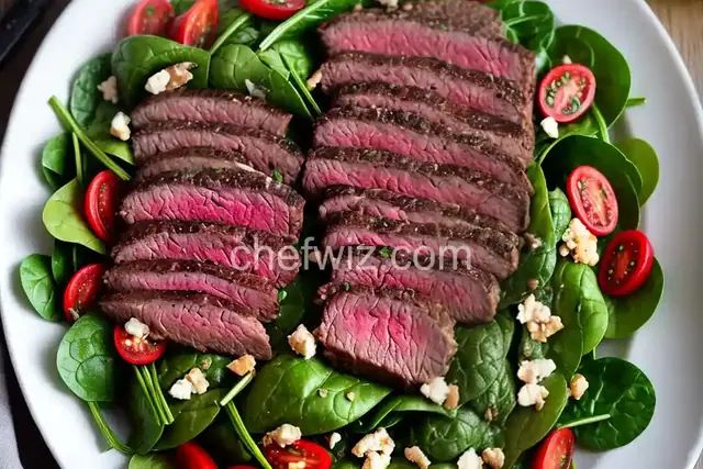 Flat Iron Steak and Spinach Salad
