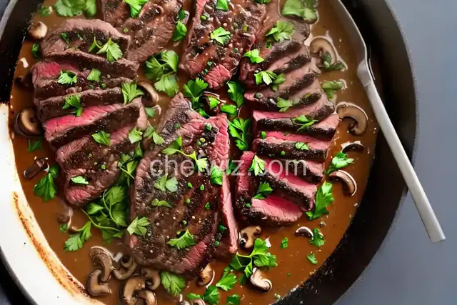 Flat Iron Steak with Mushroom Sauce