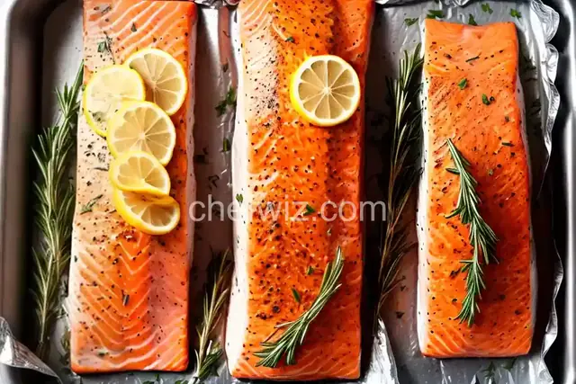 Foil Wrapped Side of Salmon with Lemon and Rosemary