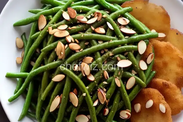 French Cut Green Beans with Almonds and Fried Onions