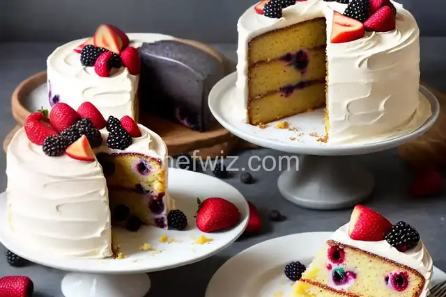 Fresh Nectarine Cake with Blackberries