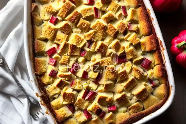 Fresh Rhubarb Bread Pudding