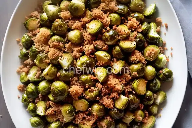 Fried Brussels Sprouts with Feta, Lemon and Breadcrumbs