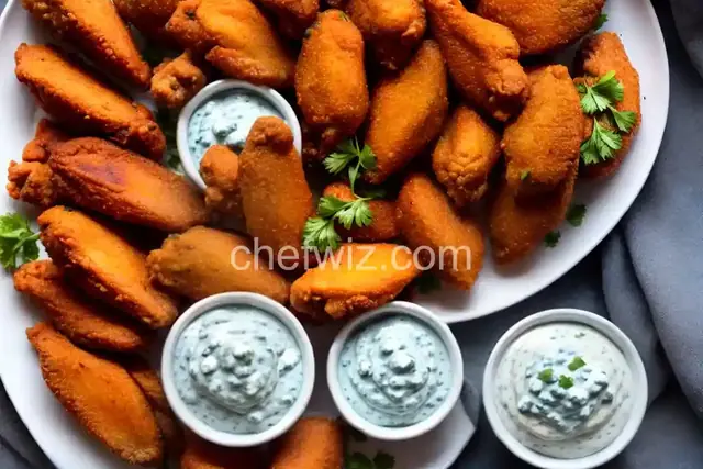 Fried Buffalo Wings With Blue Cheese Dip