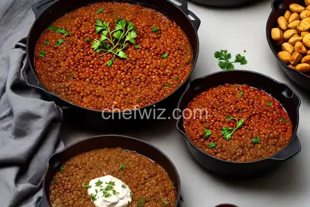 Fried Lentils and Bratwurst