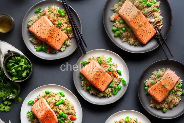 Fried Rice with Simple Baked Salmon