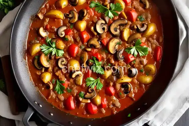 Fried Tomato, Onion, and Mushroom Ragout