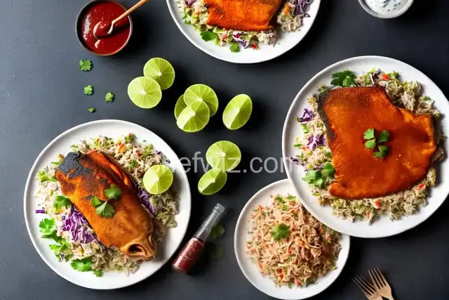 Fried Whole Fish, Chipotle Sauce, Rice, and Mexican Slaw