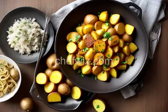 Fried Yellow Squash with Potatoes and Onions