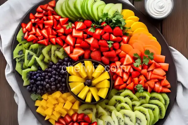 Fruit and Vegetable Platter with Cilantro Crema