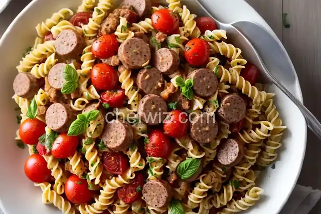 Fusilli with Grape Tomatoes and Sausage