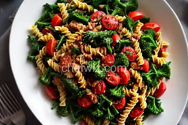 Fusilli with Rapini (Broccoli Rabe), Garlic, and Tomato Wine Sauce