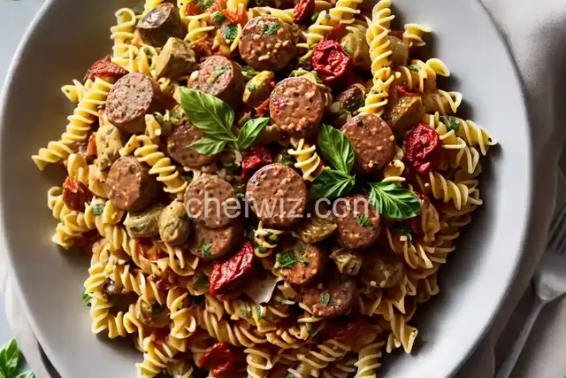 Fusilli with Sausage, Artichokes, and Sun-Dried Tomatoes