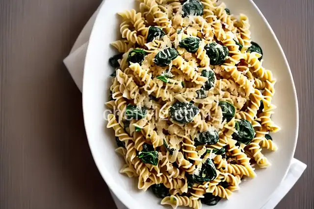 Fusilli with Spinach and Asiago Cheese