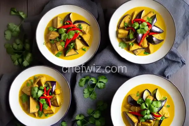 Gaeng Garee Makheua Yao (Thai Yellow Curry with Eggplant)