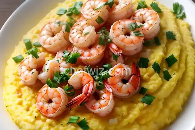 Garlic Cheese Grits with Shrimp