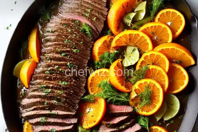 Garlic Fennel Flank Steak with Oranges