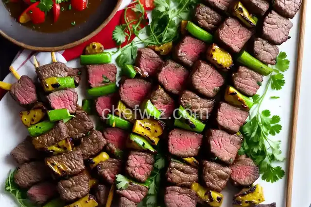 Garlic-Mustard Grilled Beef Skewers