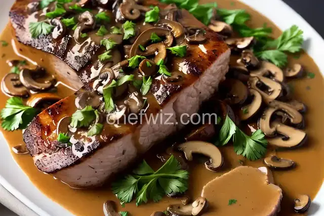 Garlic Pork Tenderloin with Mushroom Gravy