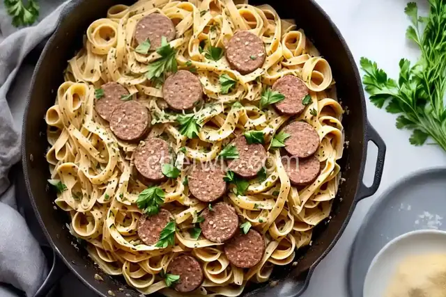 Garlic Sausage and Pasta in a Bechamel Sauce
