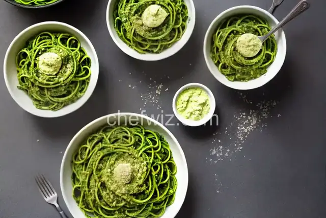 Garlic Scape Pesto on Spinach Linguine