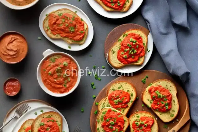 Garlic Toasts with Red Pepper Aioli