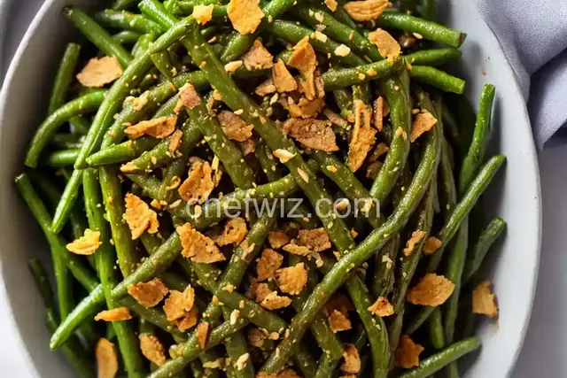 Garlicky Green Beans with Crispy Onions