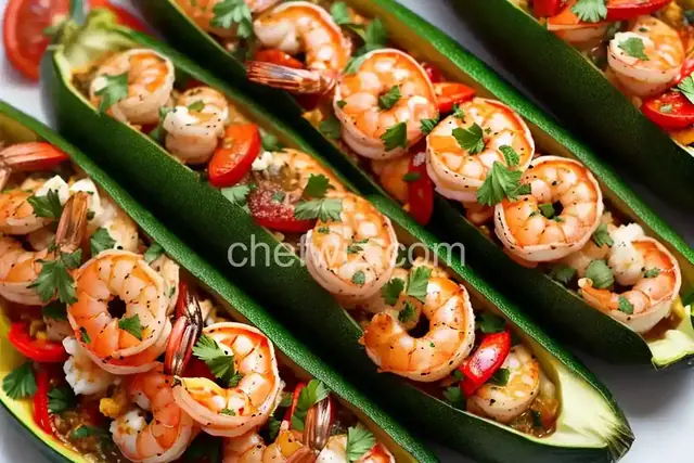 Garlicky Shrimp Zucchini Boats