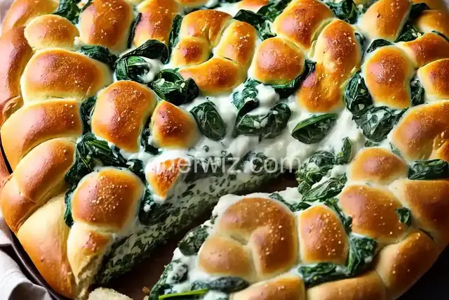 Giant Spinach Dip-Stuffed Pretzel