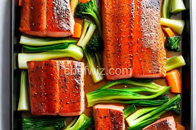 Glazed Salmon and Bok Choy Sheet Pan Dinner