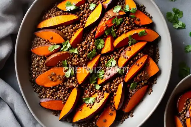Glazed Sweet Potatoes With Lentils
