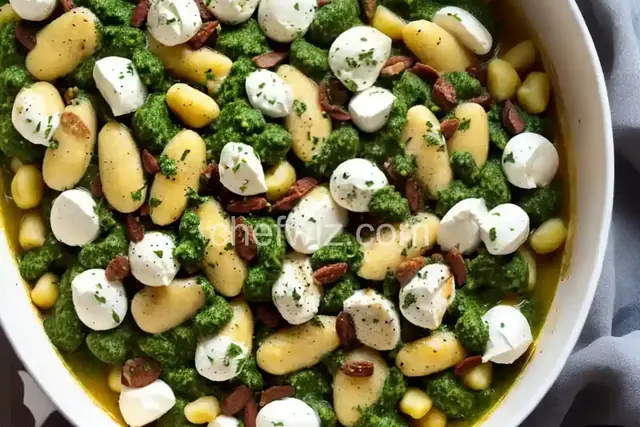 Gnocchi with Chicken, Pesto and Fresh Mozzarella