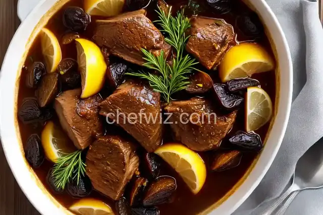 Goat Shoulder Braised with Prunes and Preserved Lemons