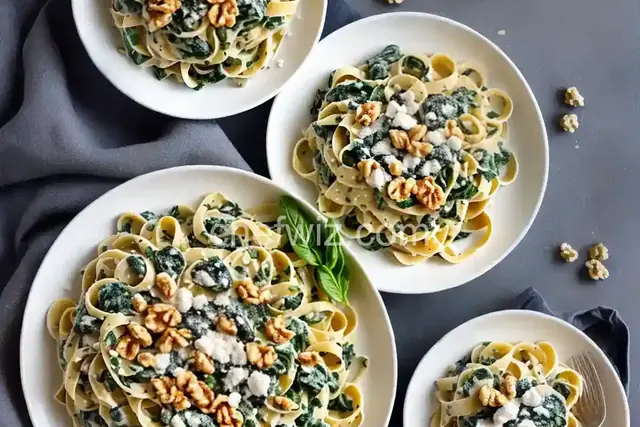 Gorgonzola Pasta with Spinach and Walnuts